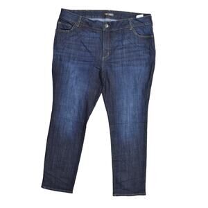 Lee Women's Plus Size 22W Blue Straight Jeans Straight Regular Fit Stretch Dark